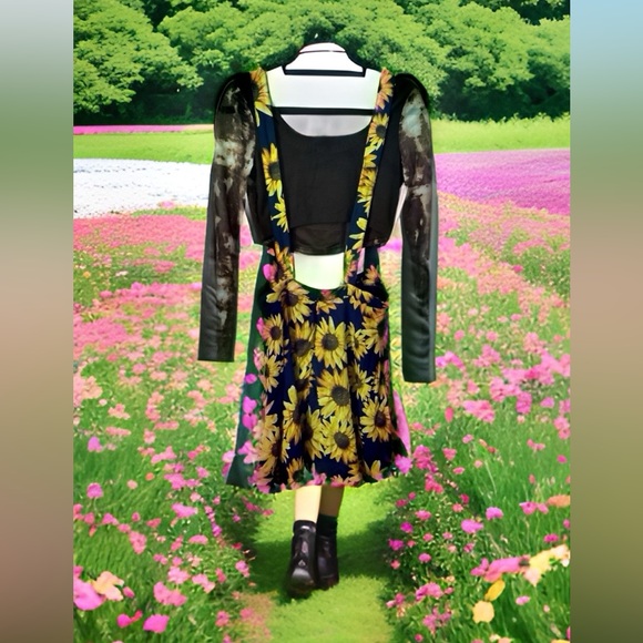 90s Sunflower Skirt Overalls - Picture 3 of 7